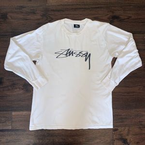 Stussy logo white long sleeve